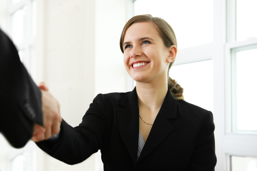 woman shaking hands