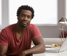 man at desk