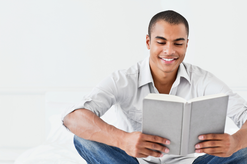 man reading a book
